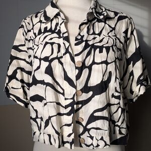 Rachel Zoe Black and White Patterned Crop Top